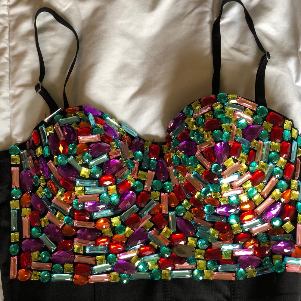 Bejeweled corset top NWOT